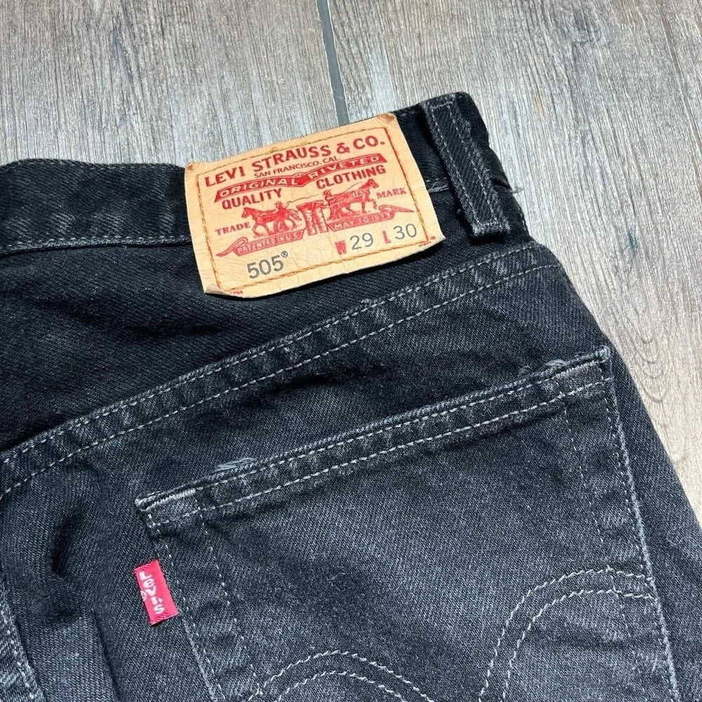 Levi‎ 505 Black Regular Fit Jeans 100% Cotton Men's Size 29x30